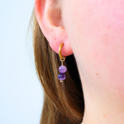 Earrings amethyst gold
