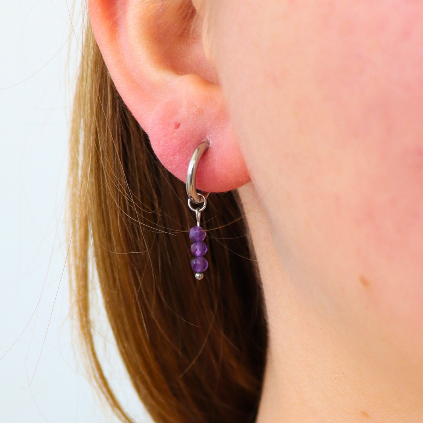 Amethyst silver earrings