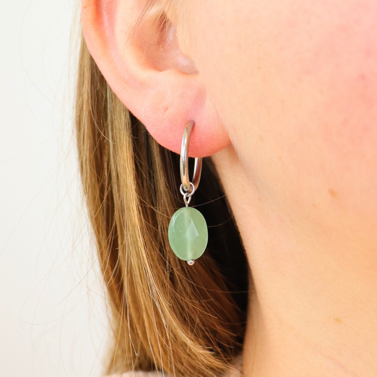 Silver aventurine earrings