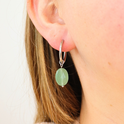 Silver aventurine earrings