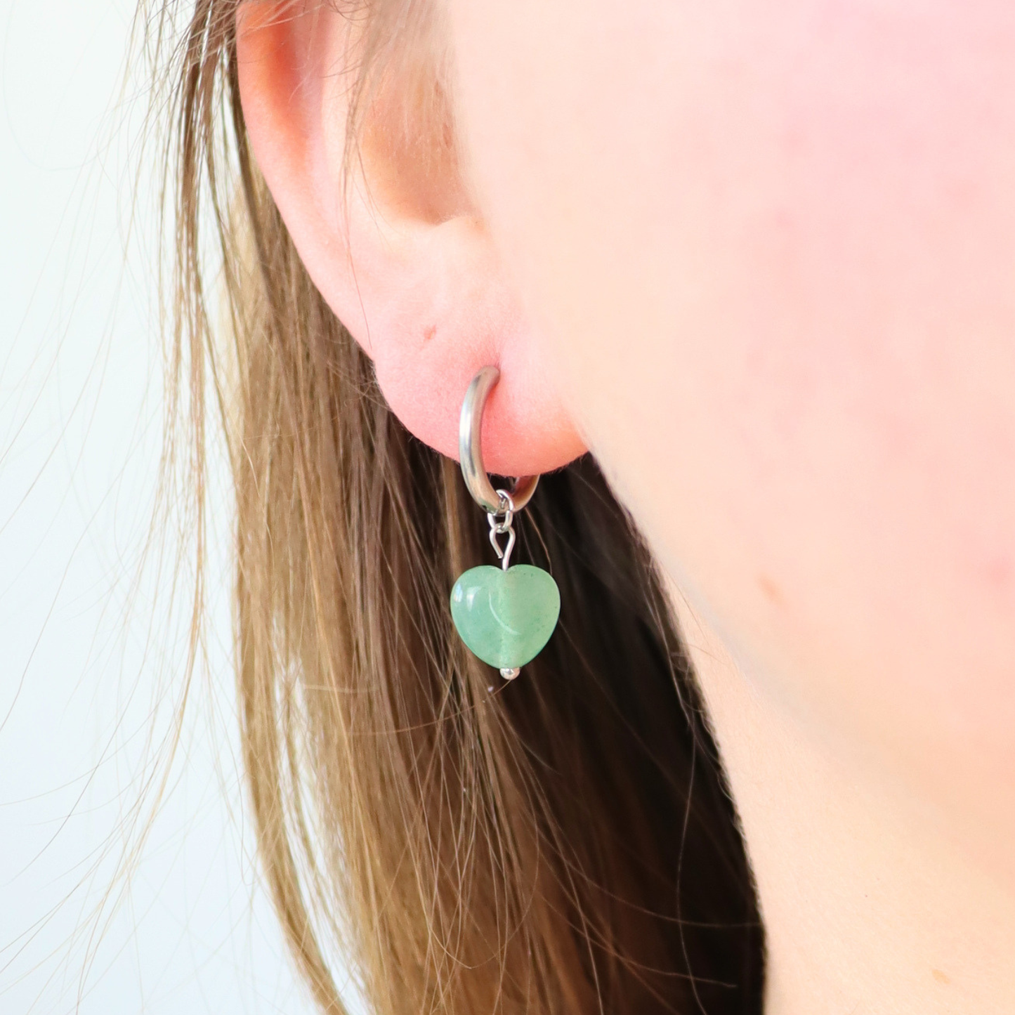 Silver aventurine earrings