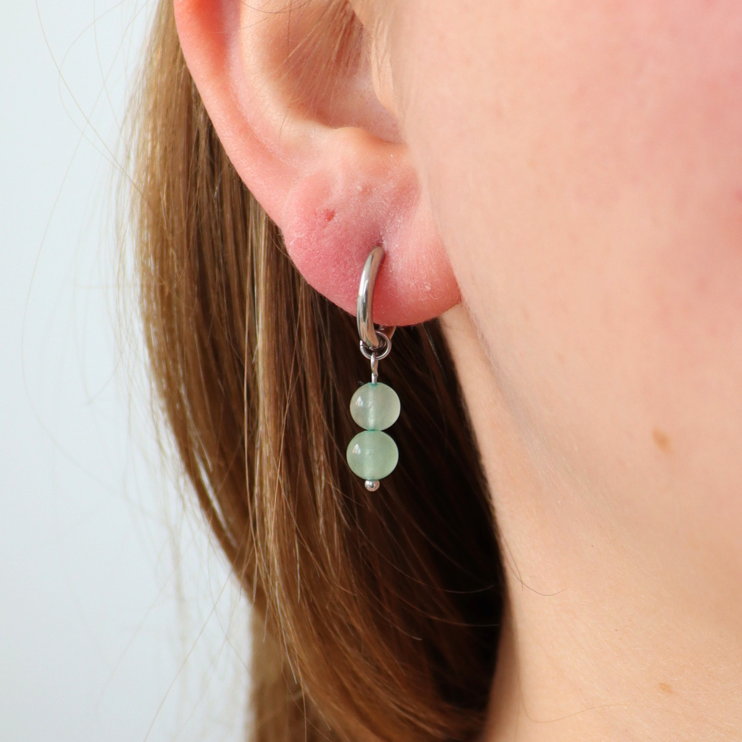 Silver aventurine earrings