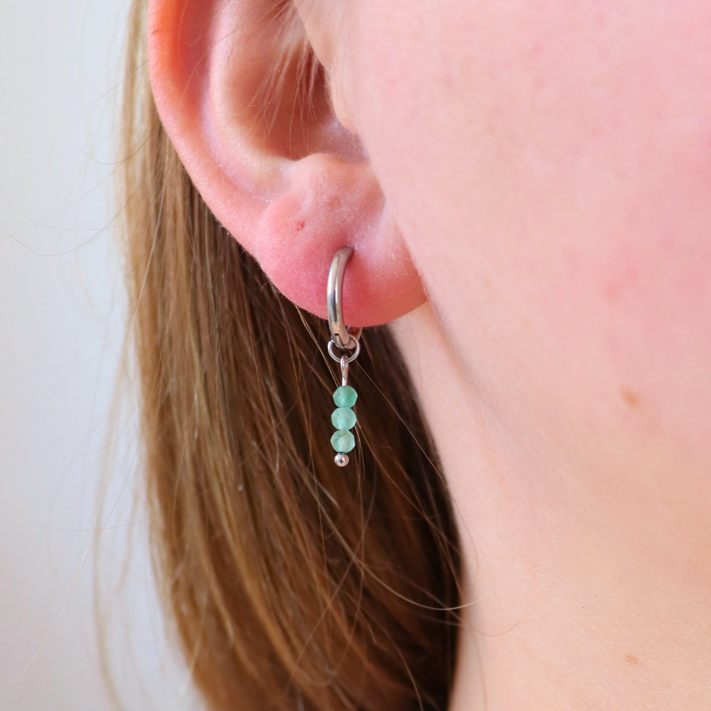 Silver aventurine earrings