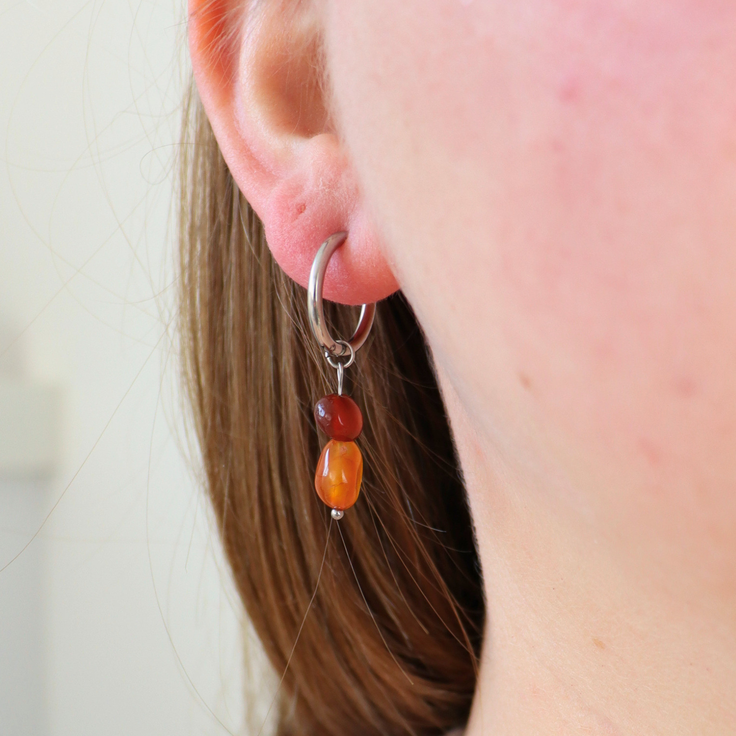 Oorbellen carneool zilver