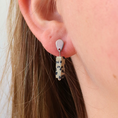 Dalmatian Jasper Earrings Silver