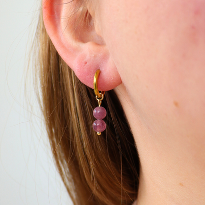 Earrings lepidolite gold