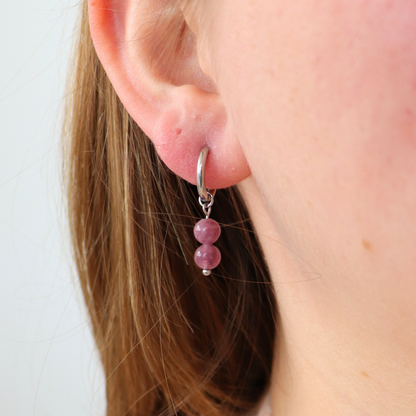 Lepidolite silver earrings