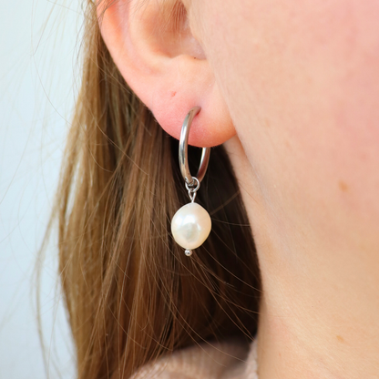 Earrings pearl silver