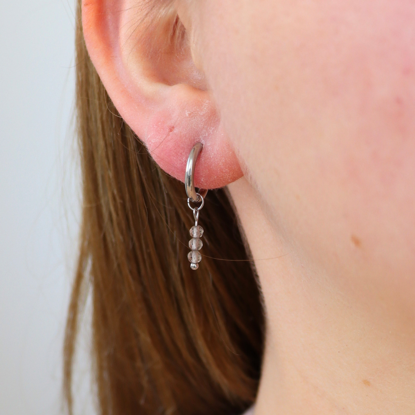 Oorbellen rookkwarts zilver