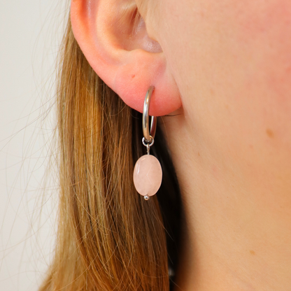 Rose quartz earrings silver