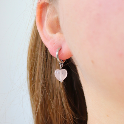 Rose quartz earrings silver