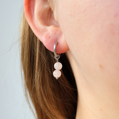 Rose quartz earrings silver