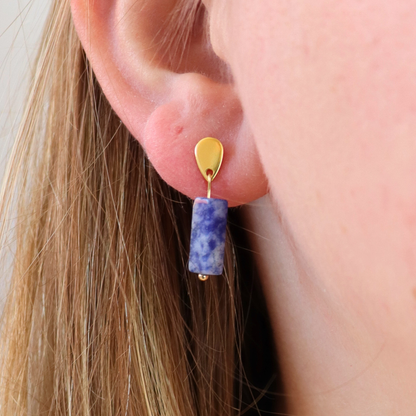 Earrings sodalite gold