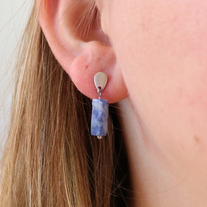 Silver sodalite earrings