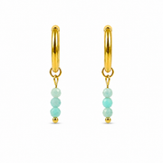 Oorbellen van goldplated stainless steel met facetgeslepen amazoniet