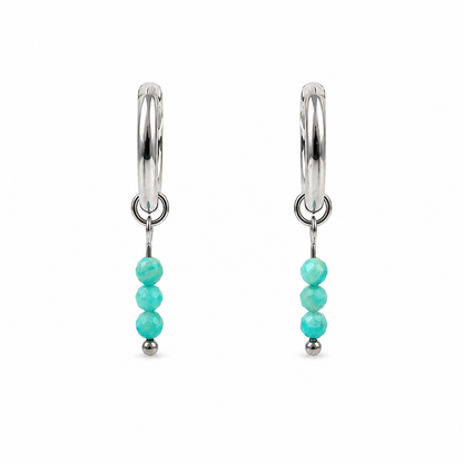 Oorbellen gemaakt van stainless steel met facetgeslepen amazoniet