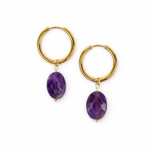 Earrings amethyst gold