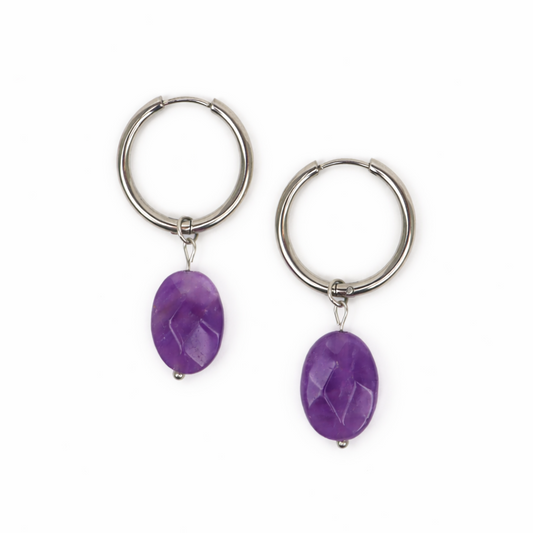Oorbellen amethist zilver
