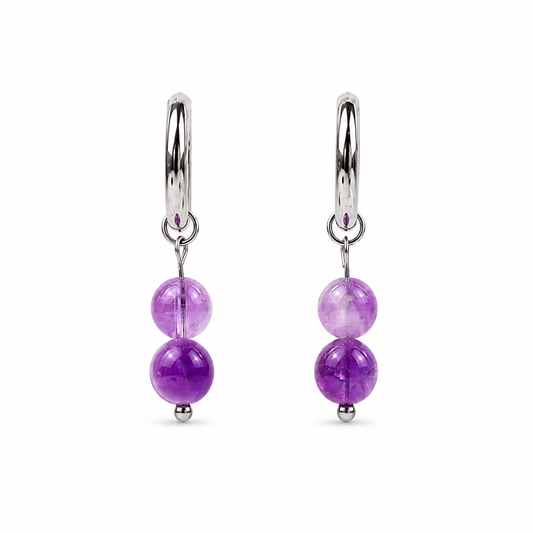 Oorbellen amethist zilver