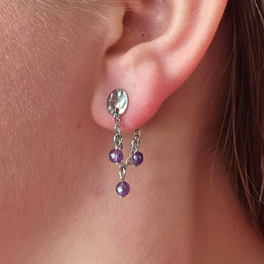 Oorbellen amethist zilver