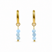 Oorbellen van goldplated stainless steel met facetgeslepen aquamarijn