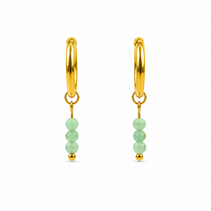 Oorbellen van goldplated stainless steel met facetgeslepen aventurijn