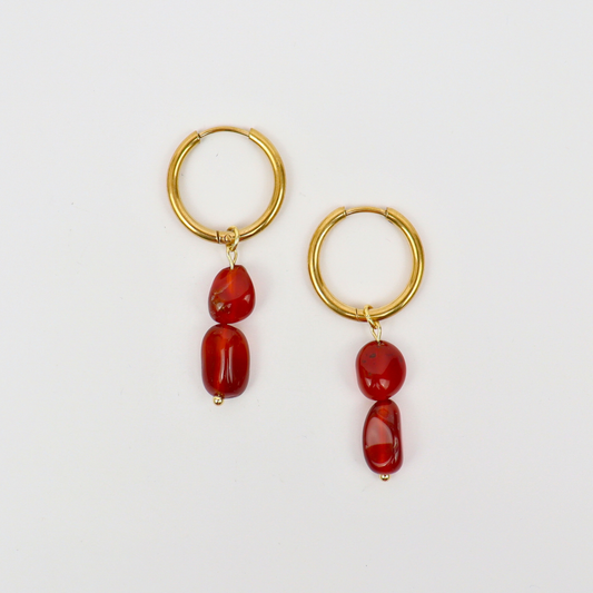 Carnelian gold earrings