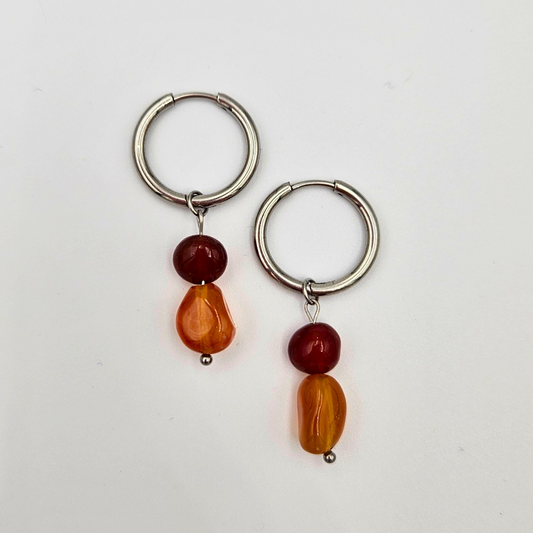 Oorbellen carneool zilver