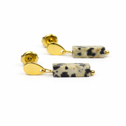 Dalmatian Jasper Earrings Gold