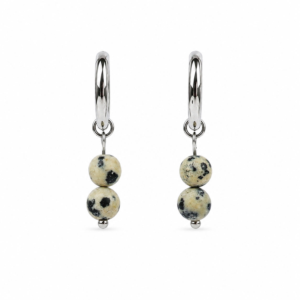 Oorbellen dalmatiër jaspis zilver