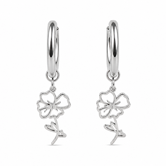 Birth flower earrings August silver