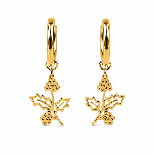 Birth flower earrings December gold