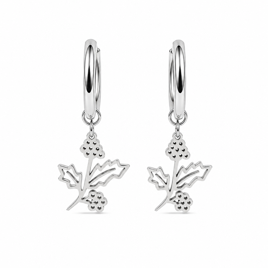 Birth flower earrings December silver