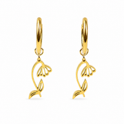 Oorbellen van goldplated stainless steel met geboortebloem van januari: het sneeuwklokje
