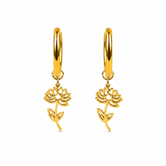 Birth flower earrings July gold