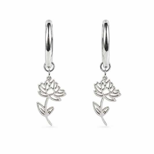 Birth flower earrings July silver