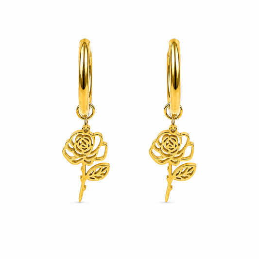 Birth flower earrings June gold