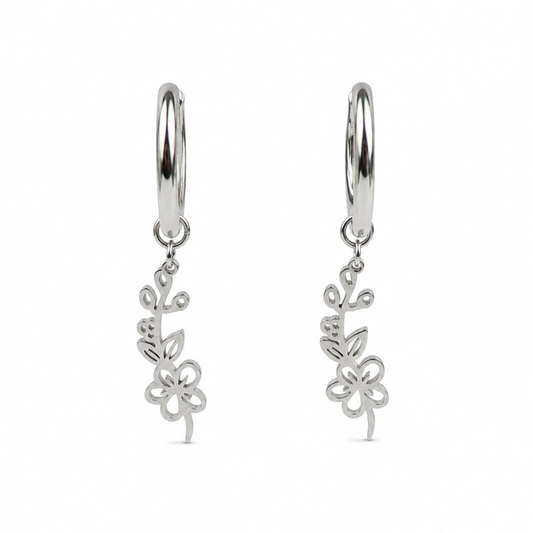 Birth flower earrings May silver