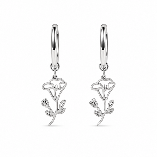Birth flower earrings September silver