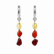 Garnet, carnelian and citrine silver earrings