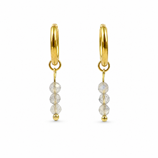 Labradorite gold earrings