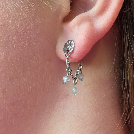 Oorbellen labradoriet zilver