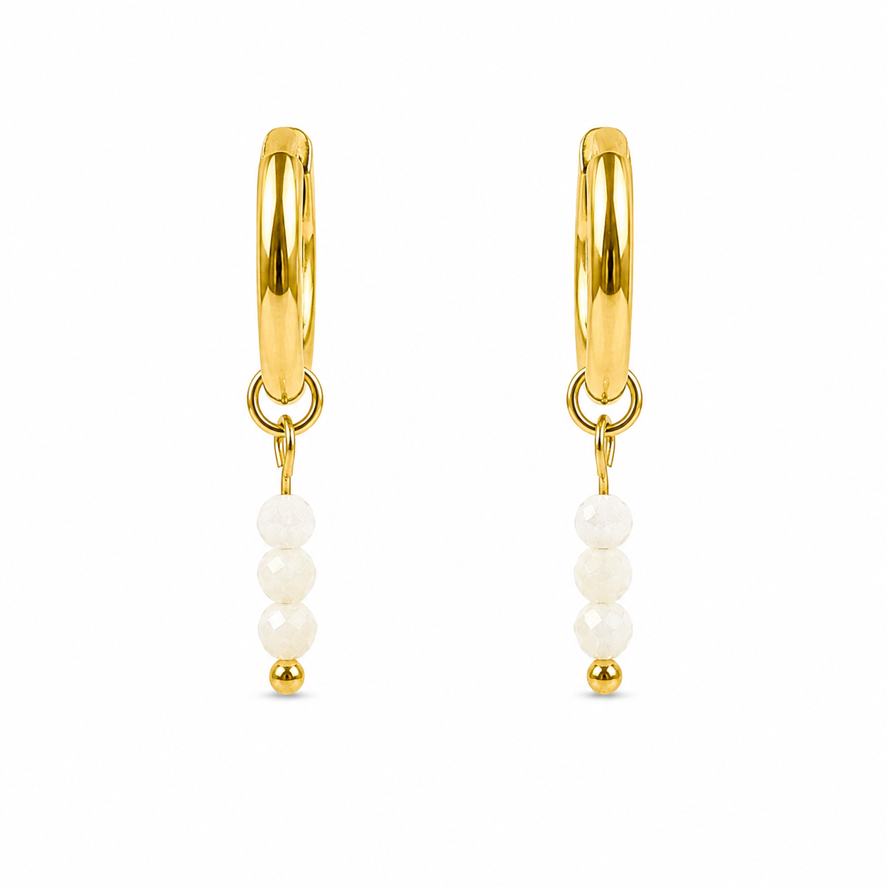 Moonstone gold earrings