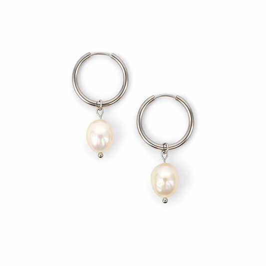 Earrings pearl silver