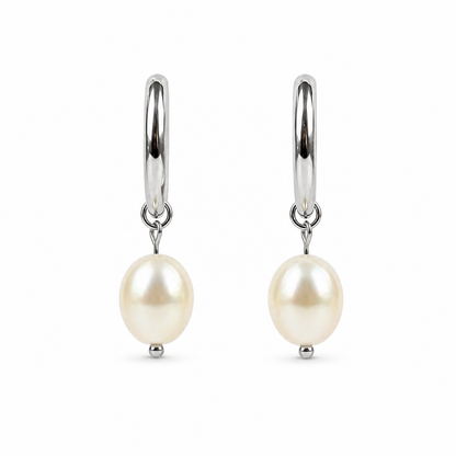 Earrings pearl silver