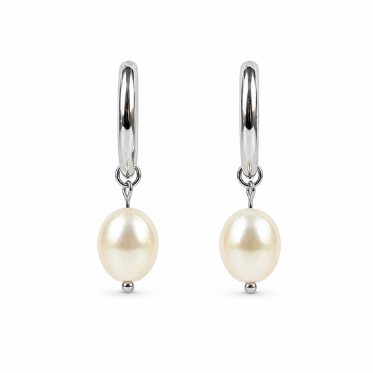 Earrings pearl silver