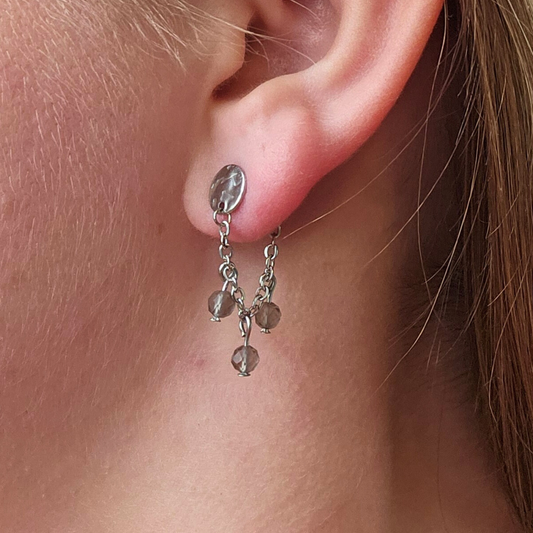 Oorbellen rookkwarts zilver