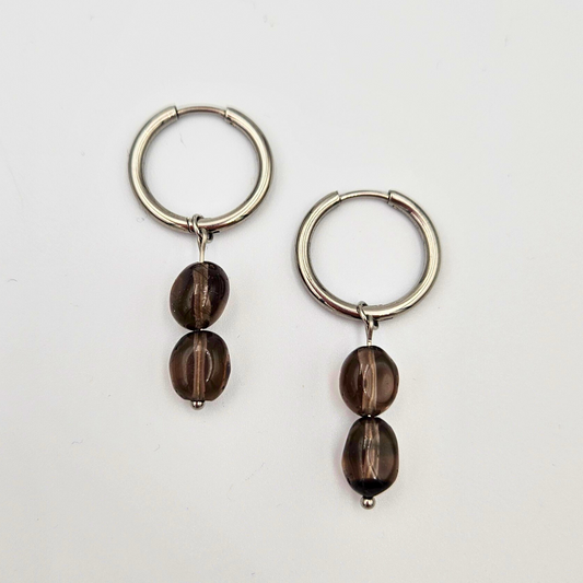 Oorbellen rookkwarts zilver