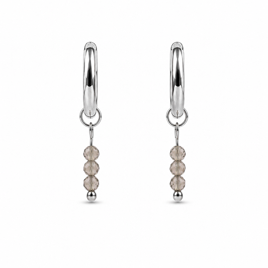 Silver smoky quartz earrings