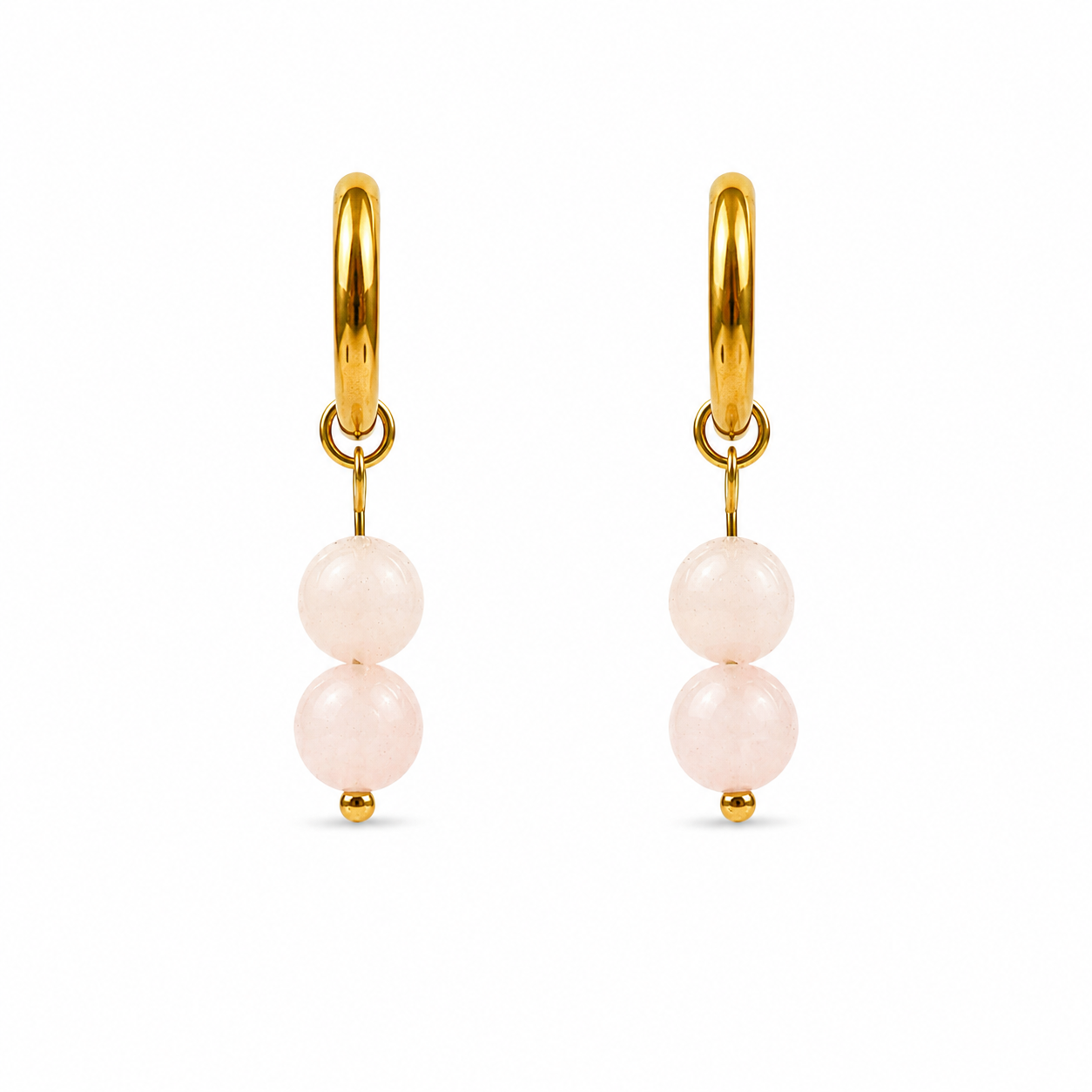 Rose quartz gold earrings